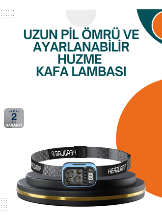Type C Şarjlı LED Kafa Lambası Güç Göstergeli 53 Modlu