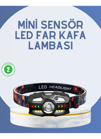 El Sensörlü LED Far Suya Dayanıklı Şarjlı Kafa Lambası