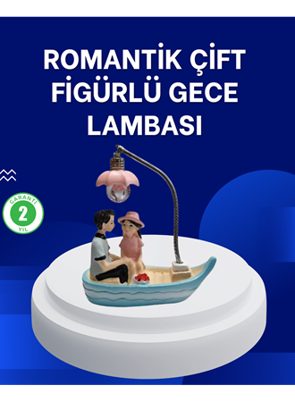 Romantik Sandal Üzerinde Çift Figürü LED Gece Lambası Masa Dekoru