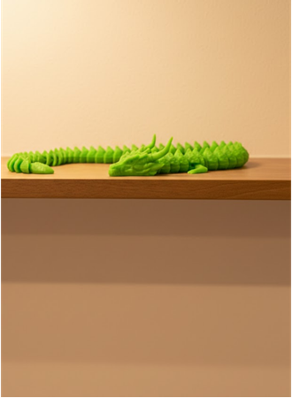 Hareketli Yeşil Ejderha Figür Uzun Gövdeli Koleksiyonluk Tasarım