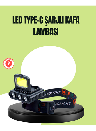 800 Lumen Çok Fonksiyonlu LED Kafa Lambası Type C Şarjlı