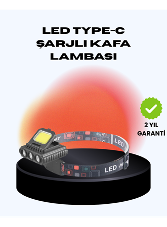 COB + XPE LED Kafa Feneri 800 Lumen USB Type C Şarjlı Çok Modlu