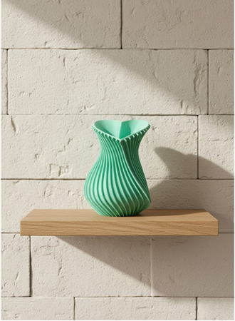 Kalpli Turkuaz Dekoratif Vazo 24 cm Modern Şık Tasarım