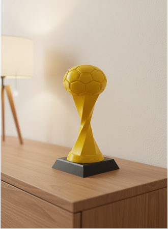 Futbol Toplu Sarı Kupa 21cm Masaüstü Dekor Ödül Figürü