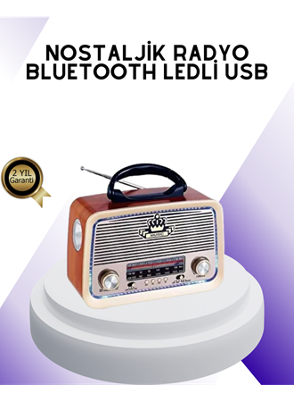 Nostalji Bluetooth Radyo FM AM SW Ahşap Eskitme Tasarım