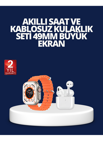 Watch 9 Max Akıllı Saat ve Kablosuz Kulaklık Seti 2 Kordonlu Sesli Görüşme Özellikli