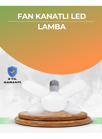 Tasarruflu Pervane LED Ampül 4 Kollu 60 Watt Geniş Alan Aydınlatma