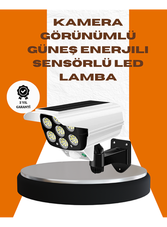 Solar Şarjlı Kamera Tasarımlı LED Duvar Lambası Hareket Sensörlü Dış Mekan Aydınlatma