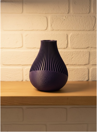 Mor Çizgili Dekoratif Vazo 11 cm Modern Tasarım Aksesuar
