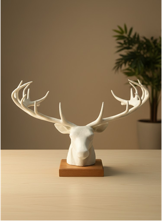 Dekoratif Geyik Başı Heykel 25 cm Modern Minimal Tasarım