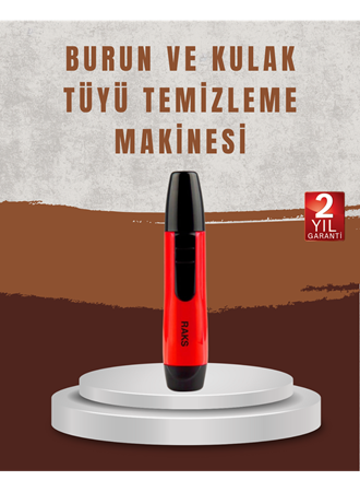 Raks Leo Burun Kulak Tüy Alma Makinesi 45 dk Şarj Süreli Kırmızı