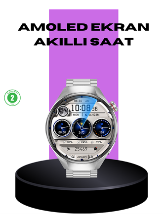 Akıllı Saat Metal Kordonlu Tam Ekran AMOLED – Arama ve Sağlık Takip Özellikli
