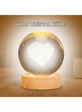 Kalpli LED Işıklı Cam Küre Büyük Boy Kristal Tasarım