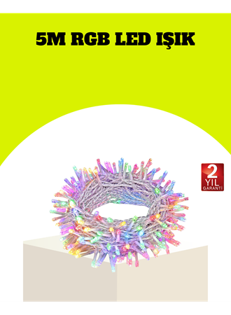 Enerji Tasarruflu Şeffaf Kablo 5 m 50 LED Dekor Işık