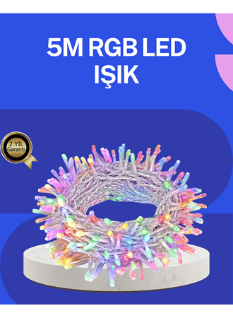 5 Metre Şeffaf Kablo LED Peri Işığı 50 Ampullü Dekoratif Led