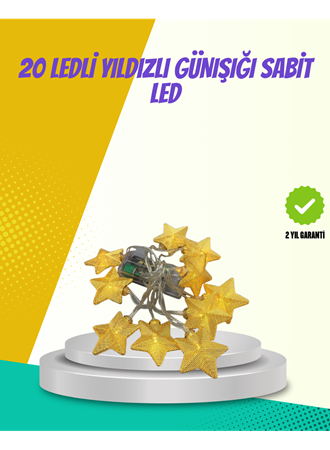 Dekoratif Yıldız Led Aydınlatma 20 Ledli 5 Metre Günışığı