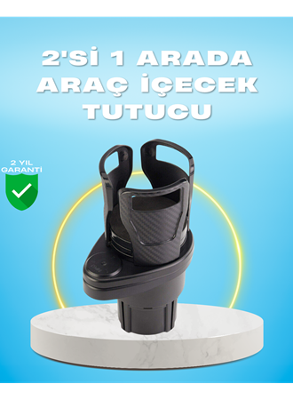 Çiftli Araba Bardak Tutucu Karbon Fiber Görünümlü 360° Ayarlı
