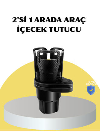 Araç İkili Bardak Tutucu Ayarlanabilir Genişlik 360° Döner Sistem