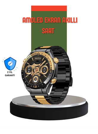 Amoled Ekran Akıllı Saat Bluetooth 5.1 Çağrı Destekli 3 Bileklikli