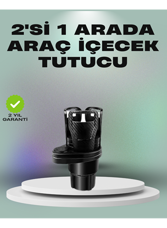 Araba Çift Bardak Tutucu 360° Dönebilen İkisi Bir Arada Ayarlanabilir