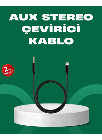 Lightning to 3.5mm Aux Ses Dönüştürücü Kablo 1 Metre Stereo Uyumlu