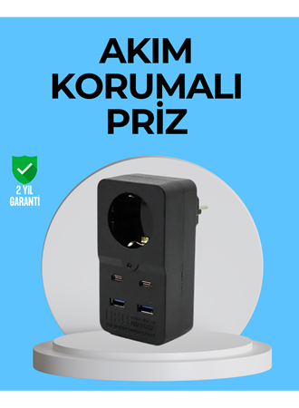 Termal Korumalı Priz Otomatik Çocuk Kilidi 4 USB Type C