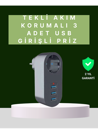 Termal Akım Korumalı 3 USB'li Güvenli Priz – Akıllı Akım Dengeleme