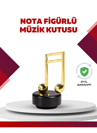 Altın Nota Temalı Müzik Kutusu  Müzikli Hediyelik
