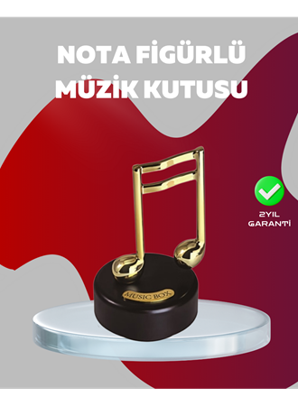 Altın Nota Figürlü Dönen Müzik Kutusu Dekoratif Music Box