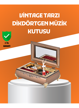 Müzikli Balerin Figürlü Takı Kutusu Piyano Desenli Dekoratif