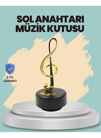 Altın Nota Sol Anahtarı Müzik Box Döner Mekanizmalı Hediyelik