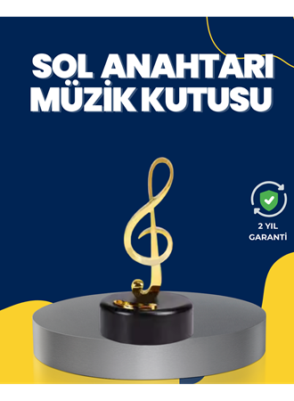 Altın Sol Anahtarı Müzik Kutusu Döner Mekanizmalı