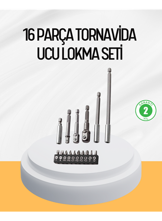 Ergonomik 16 Parça Bits Tornavida Uç ve Adaptör Seti