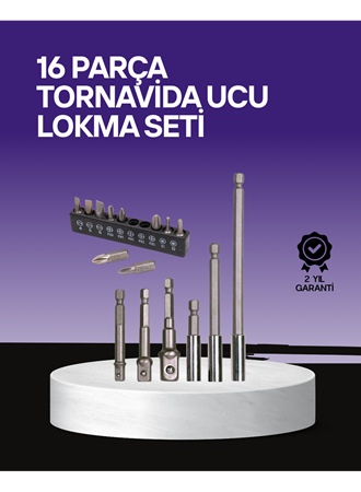 Çok Amaçlı 16lı Bits Uç Seti Dayanıklı Tornavida Adaptör