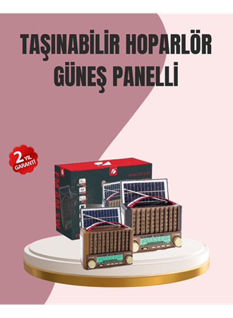 Solar Panel Şarjlı Taşınabilir Radyo Bluetooth Hoparlör Müzik Kutusu
