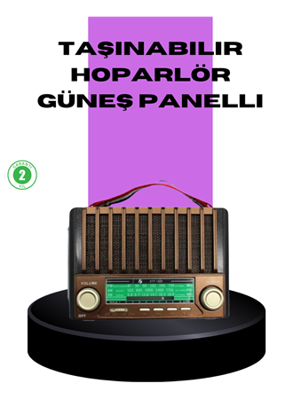 Güneş Enerjili Taşınabilir Radyo ve Bluetooth Hoparlör Çok Fonksiyonlu