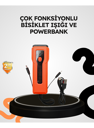 600 Lümen Bisiklet Ön Işık Powerbankli Çakar COB Led