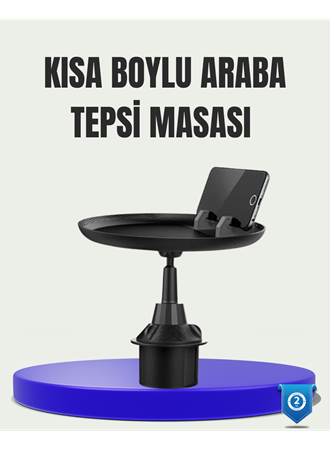 360° Döner Araç Bardaklık Tepsisi Geniş Yemek Alanlı Telefon Standlı