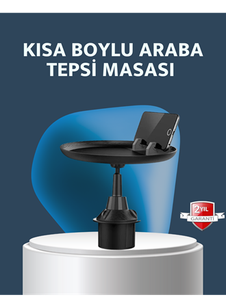 Araç İçi 360° Ayarlanabilir Bardaklık Tepsisi Geniş Yüzeyli ve Telefon Standlı