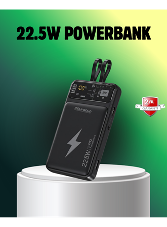 Powerbank Dahili Ekranlı 10000 mAh Çift Kablolu