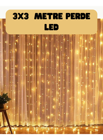 3x3 Metre Perde LED Işık Sıcak  Şelale Tasarım Dekoratif Aydınlatma