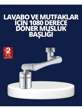 Esnek 1080° Musluk Başlığı 3 Eklemli Hareketli Su Modlu Lavabo Aparatı