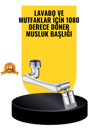 1080° Dönebilen Musluk Başlığı 2 Su Modlu Ayarlanabilir Esnek Tasarım