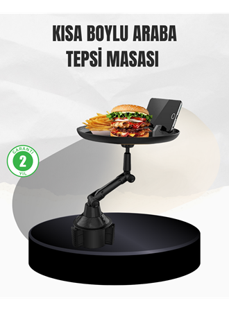 Universal Araç İçi Bardaklık Tepsisi 9 İnç Yemek Alanı ve Telefon Standlı
