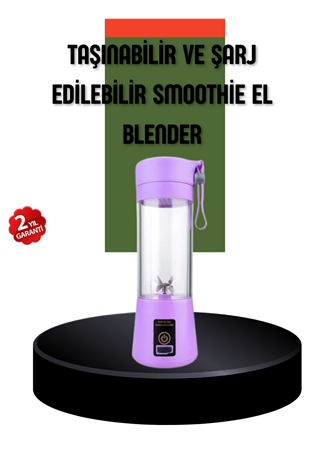 Taşınabilir USB Şarjlı Mini Smoothie Blender 380ml Çelik Bıçaklı Portatif
