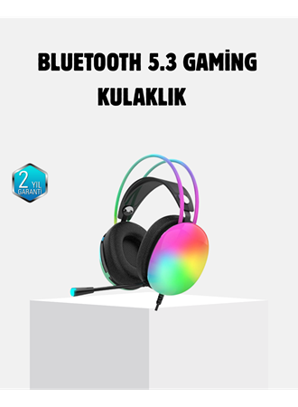 Kablosuz Gaming Kulaklık RGB Aydınlatmalı Bluetooth 5.3 Uzun Pil Ömürlü