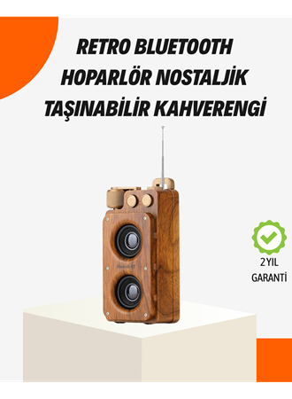 Ahşap Tarzı Kablosuz Hoparlör 5W Güçlü Bass TF USB AUX