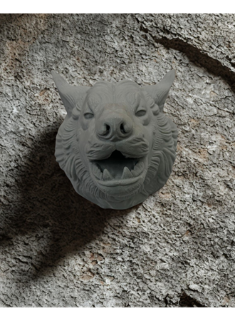 Gri Kurt Duvar Dekoru Asılabilir Dekoratif Heykel Tasarım