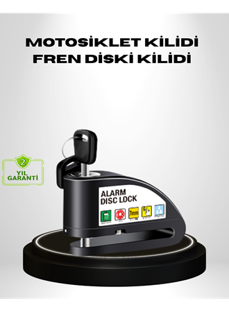 Titreşim Sensörlü Alarmlı Motosiklet Disk Kilidi 14mm Çelik Çift Kilitleme