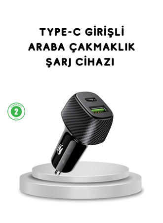 38W Araç Şarj Cihazı Type-C PD USB Hızlı Şarj Çift Port
